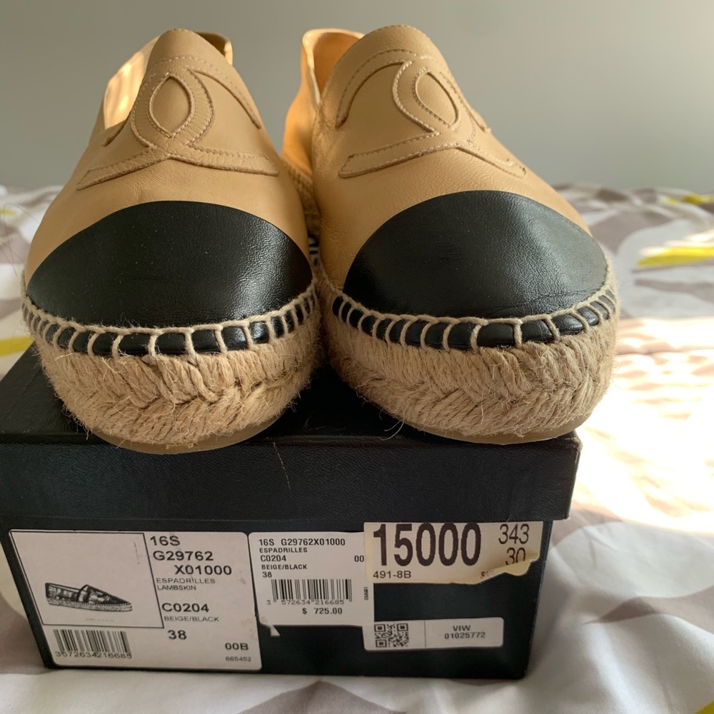 Authentic Chanel Lambskin CC Espadrilles